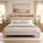 Modern Upholstered Platform Bed with Storage Headboard, Charging Station, RGB LED Lights-837564306-837564310