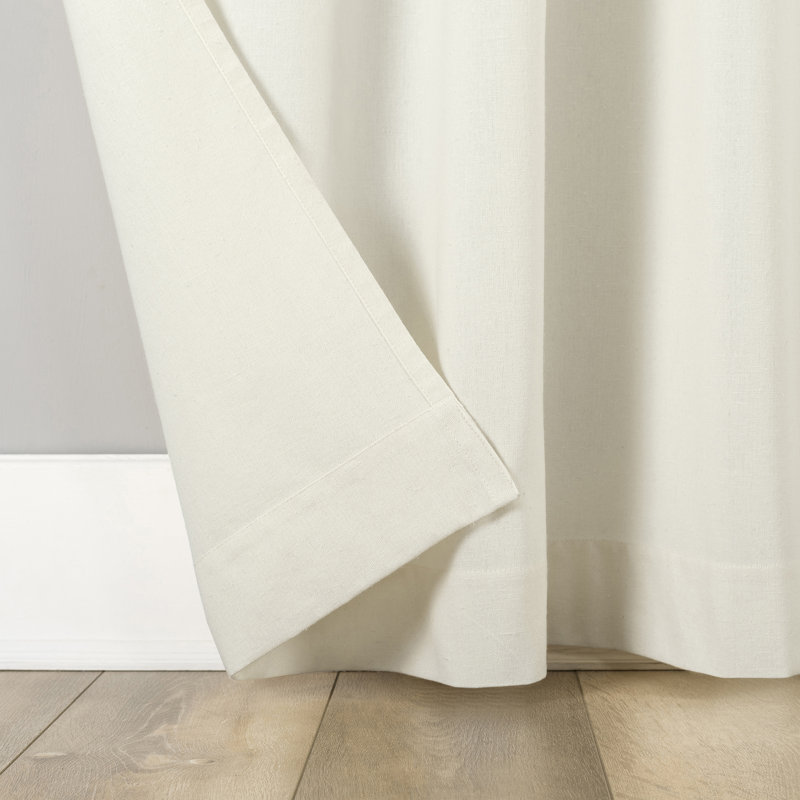 Georghina Slub Textured Linen Blend Semi-Sheer Grommet Curtain Panel, Cream, 40" W x 84" L