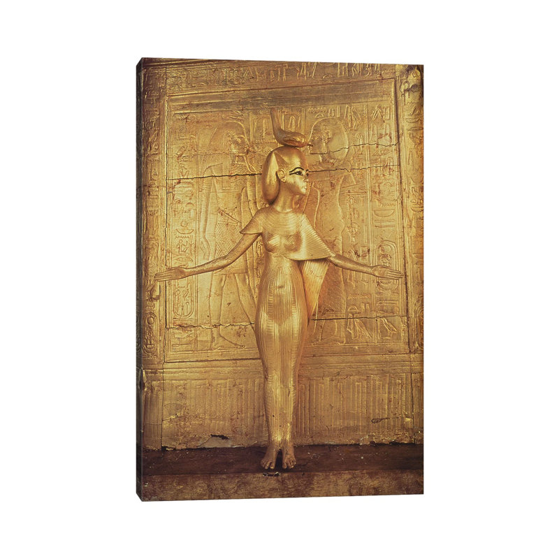 The Goddess Selket On The Canopic Shrine, From The Tomb Of Tutankhamun New Kingdom by Egyptian 18th Dynasty - Wrapped Canvas Gallery-Wrapped Canvas Giclée