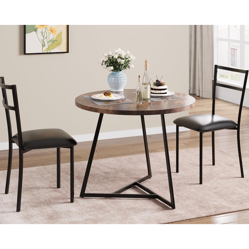 Ensemble de table de salle à manger pour 2, table de cuisine ronde et chaises rembourrées pour 2, ensemble de table de salle à manger 3 pièces
