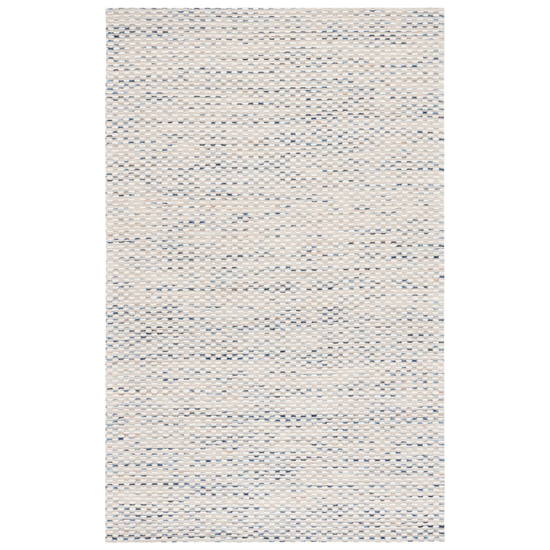 Laureldale Hand Woven Wool/Cotton Abstract Rug in Navy/White, Rectangle 6' x 9'