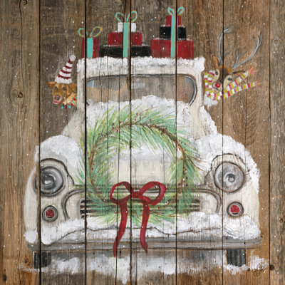«Christmas Truck» par Diane Fifer, peinture sur toile tendue