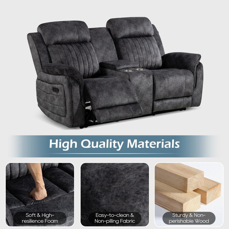 Zero Gravity Power Reclining Loveseat with Adjustable Headrest, Reclining Loveseat with Console