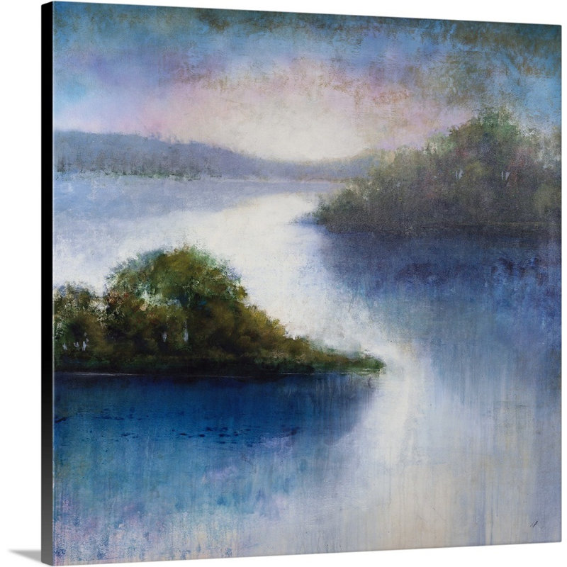 « matinée river », peinture sur toile, Toile tendue, H 12 po x l 12 po x p 1,25 po