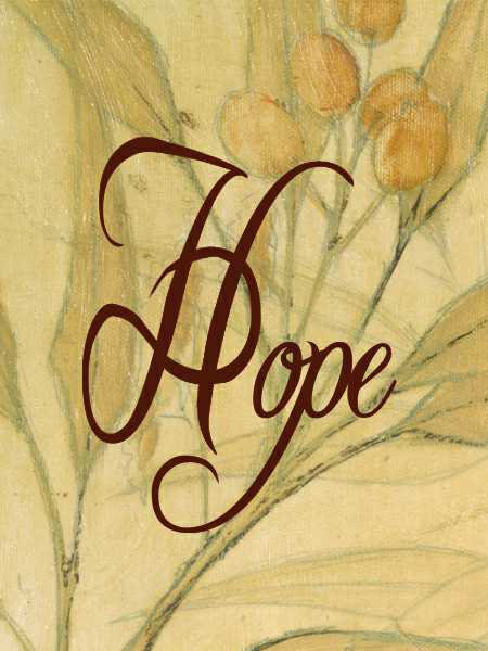«Hope», art textuel sur toile tendue, H 16 po x l 12 po