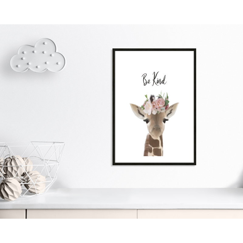 Floral Giraffe Be Kind, 35.5" H x 25.5" W x 1.19" D