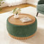 Round Storage Ottoman with Reversible Lid and Solid Wood Base-1419584960
