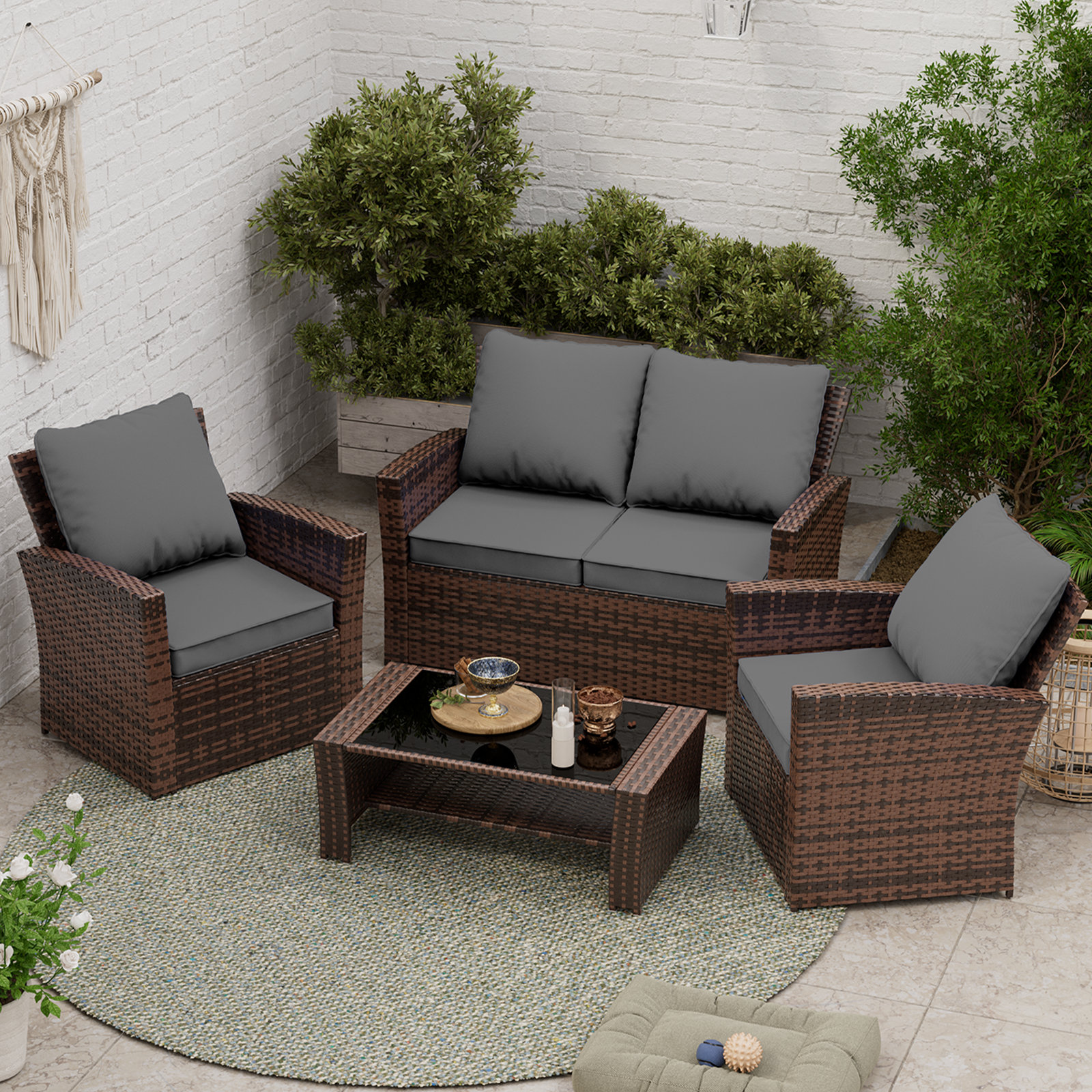 Latitude Run® Outdoor 4'' Replacement Cushion Set Seat/Back Cushion