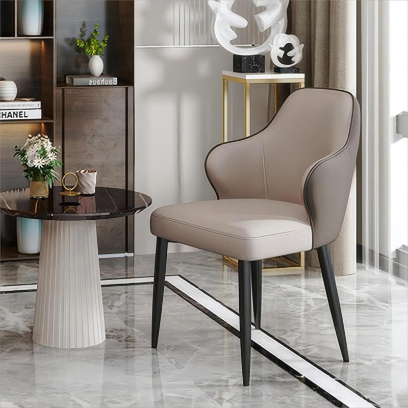 Chaise d'appoint à dossier uni gris clair et gris clair (ensemble de 2), Gris clair / Gris foncé