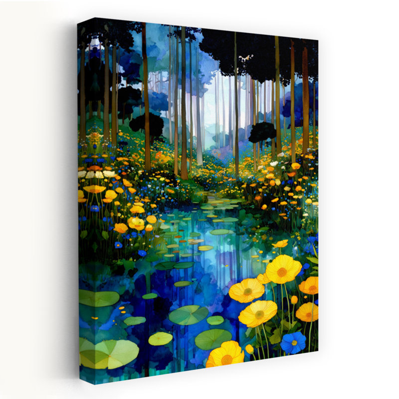 «Flora» par Klimt, art abstrait fleur de forêt, 18" H x 12" W