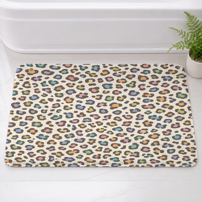 Tapis de bain à motif Boyd, L 34 po x L 21 po, Arc-en-ciel moyen beige foncé