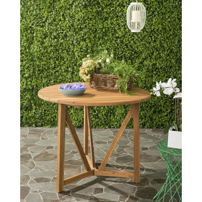 Round Acacia Outdoor Dining Table , 35.4'' in. W 35.4'' in. D