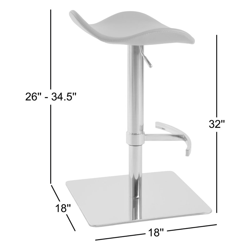 Falcon Piston Adjustable Height Swivel Bar Stool, Black Faux Leather