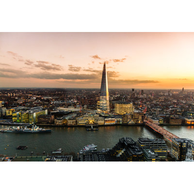 View On London At Sunset by Fotolupa - Wrapped Canvas Print