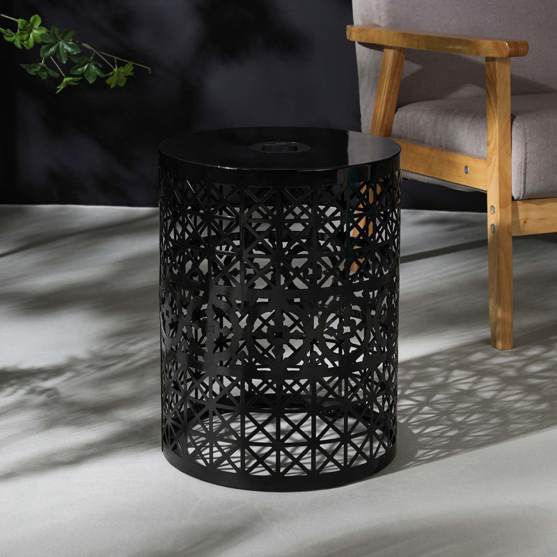 Table d'appoint avec lumière solaire intégrée, Noir, noir, noir, noir