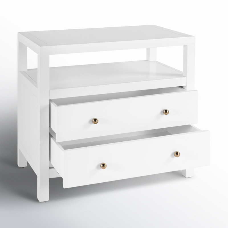 Nora 2-Drawer Wide Nightstand, Smooth White