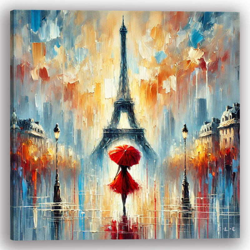 «Romantic Rain in Paris», art mural sur toile tendue, H 20 po x l 20 po x P 1,5 po