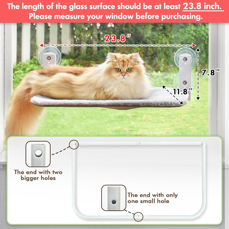 Perchoir pour fenêtre sans cordon, hamac pour mur avec 4 ventouses, ancrage et vis pour deux modes d'installation, structure en métal solide et housse réversible, lits pour chats pliables pour chats d'intérieur