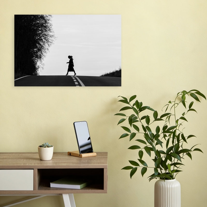 «Solitaire Uphill Journey», impression d'art abstrait paysage minimaliste, 12" H x 18" W