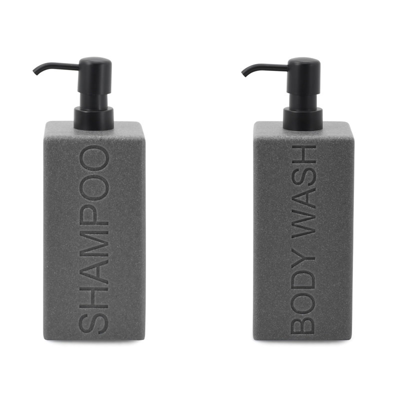  Ensemble rectangulaire de distributeur de shampooing et de nettoyant pour le corps en résine - Gris, Gris