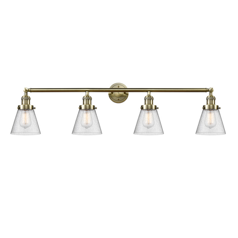Gaudette 4 - Light Dimmable Vanity Light, 60 Watt Vintage Incandescent Bulb, Seedy, Brushed Brass