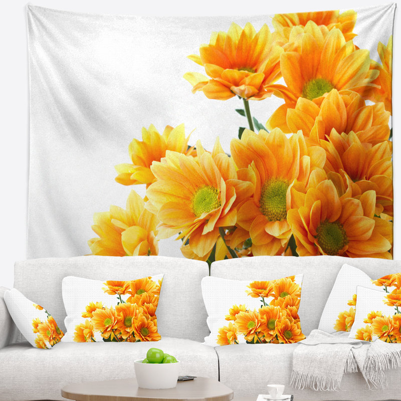 Tapisserie chrysanthemum floral fleurs, H 78 po x l 92 po