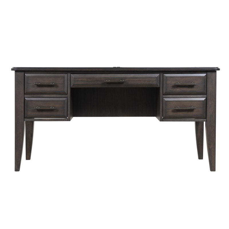 Tatum 60" Wide 5-Drawer Writing Desk, Mahogany
