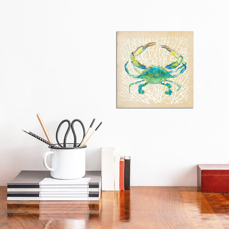 Sealife Crab by Julie Derice - Wrapped Canvas Painting, 30.48cm H x 30.48cm W x 1.905cm D