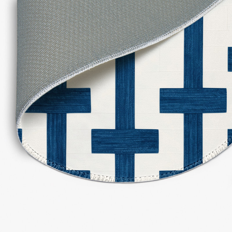 Tapis intérieur / extérieur blanc à carreaux, Rond 5 pi