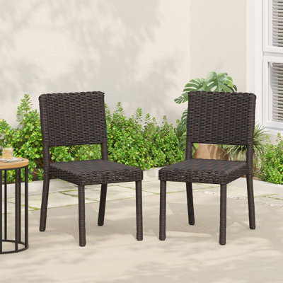Larry Patio PE Rattan Dining Chairs With Iron Frame by George Oliver