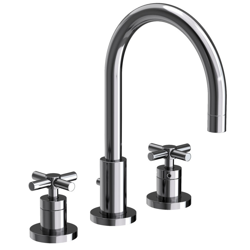 East Linear Widespread Bathroom Faucet with Drain Assembly, Midnight Chrome