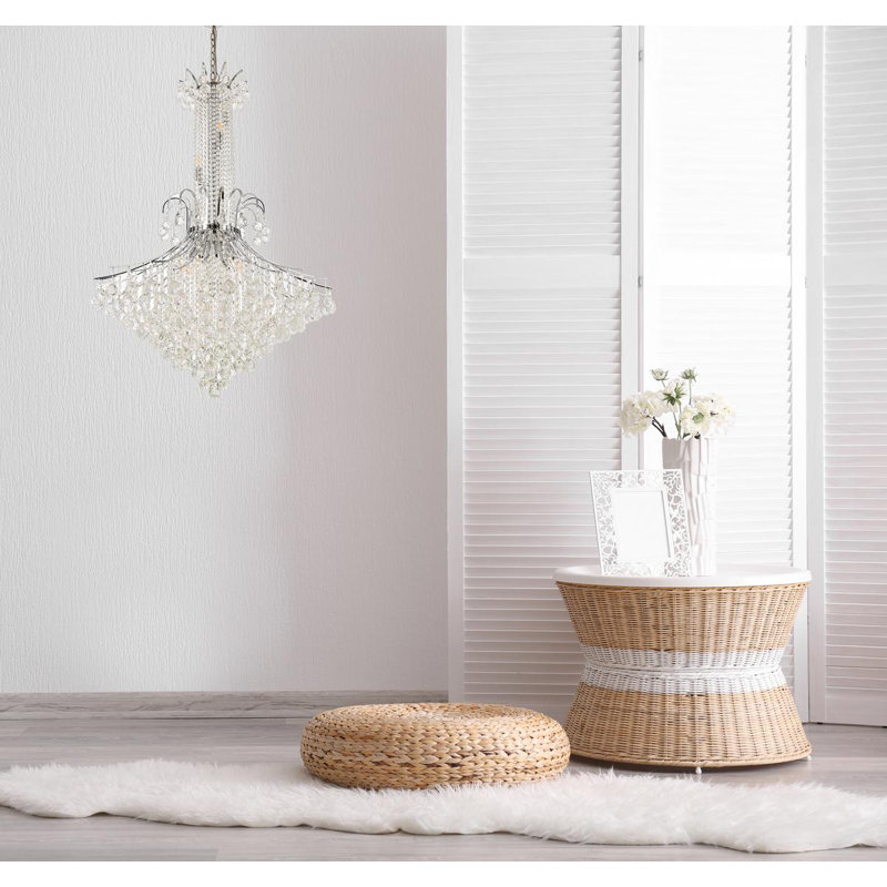 Lustre empire unique et remarquable à 16 lumières avec accents de cristal Stoller, Chrome