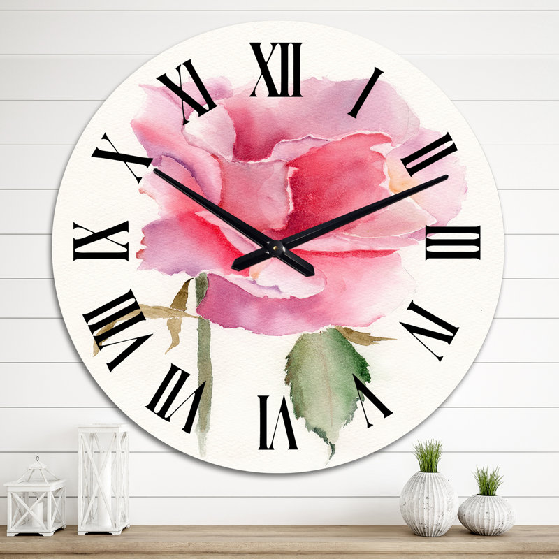 Horloge murale traditionnelle rose vif, Moyen