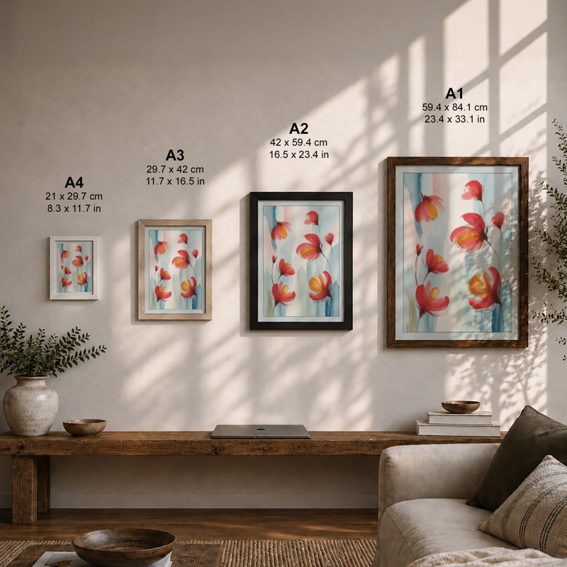 Translucent Florals Botanical - Framed Print, Oak, A3 - 42.0 x 29.7 cm