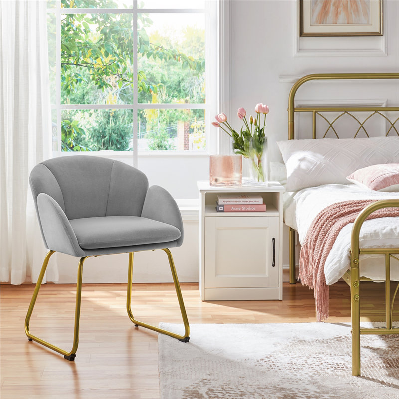 Flower Shape Tub Chair with Golden Metal Legs , Grey