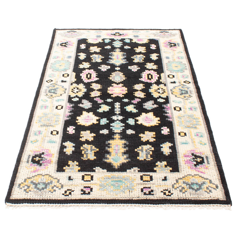 Tapis noir moderne Oushak 5 pi 1 po x 8 pi 4 po