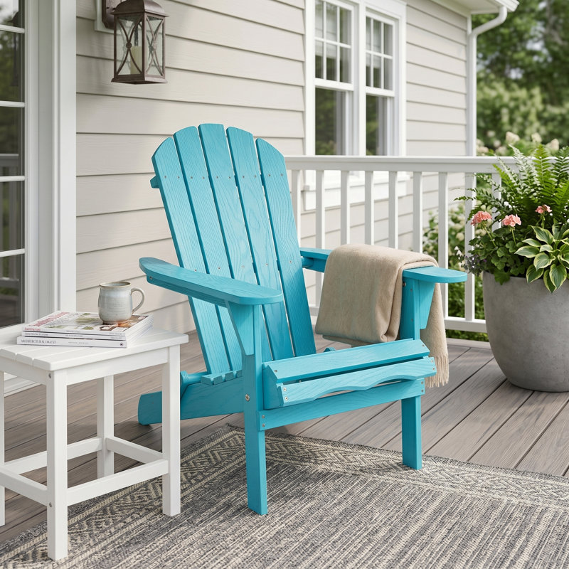 Chaise Adirondack pliante en bois massif turquoise 31 x 28 x 36, Turquoise Blue