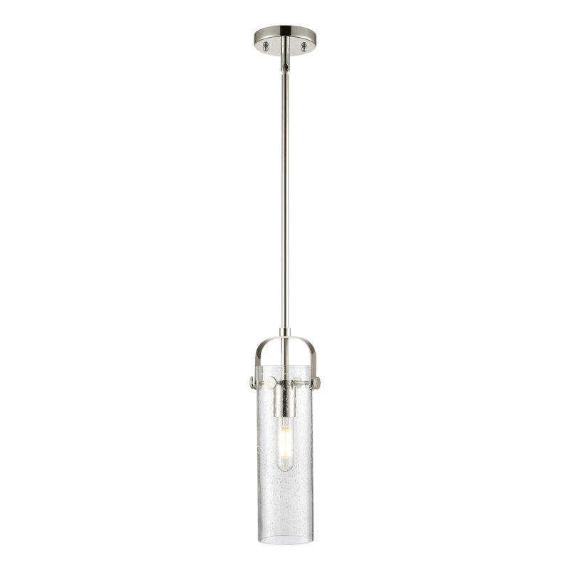 Luminaire suspendu à tige 1 lumière Shongopovi 12 po, H 14,5 po x l 5 po x P 5 po, Bullé, Nickel poli