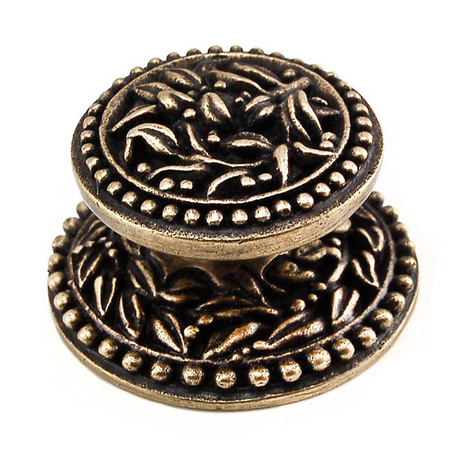 San Michele Mushroom Knob, 1.25" H x 1.25" W x 0.875" D, Antique Brass