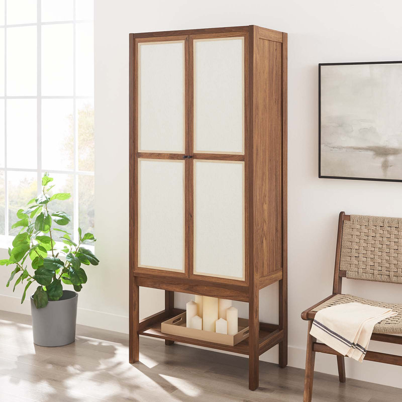 Capri Tall Wood Grain Standing Storage Cabinet In Walnut
