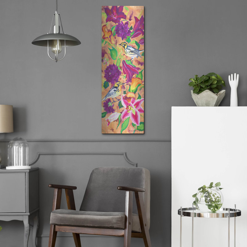 «Blackburnian Warblers» par Carissa Luminess, art mural en métal, H 36 po x l 12 po