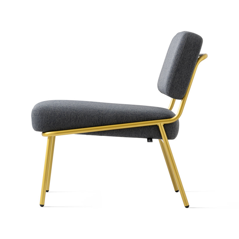 Sixty Upholstered Lounge Chair with Metal Frame, Black, Painted Brass