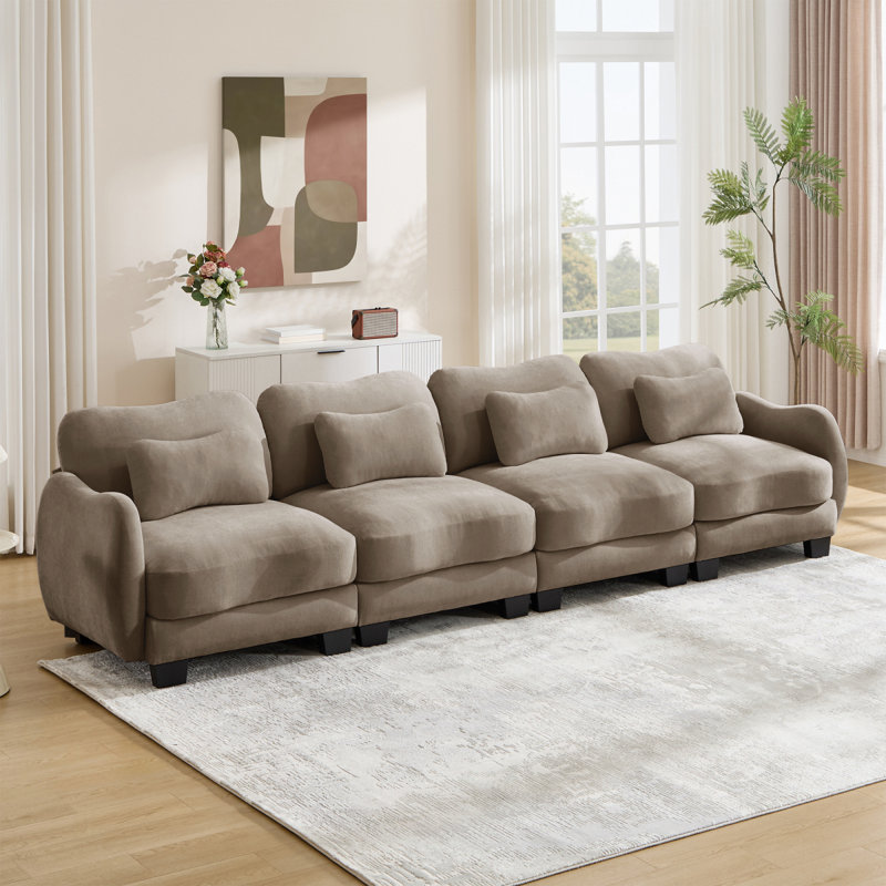 Canapé de soutien surdimensionné en chenille 4 places, avec 4 coussins de taille exquise, conception ergonomique incurvée, canapé modulaire facile à assembler pour le bureau du salon, café