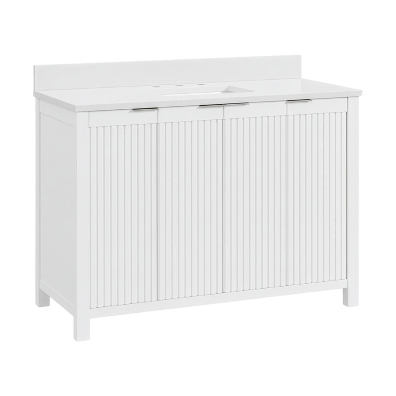 Through Lines 48" Single Bathroom Vanity, White, Single-Hole