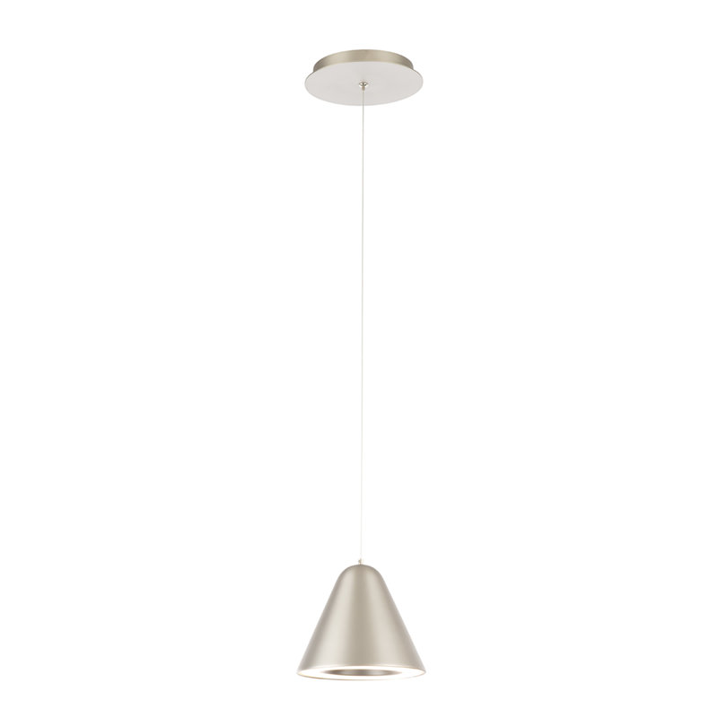 Luminaire suspendu conique à 1 lumière DEL Sariyah, température de couleur 3000K , Nickel satiné, Non