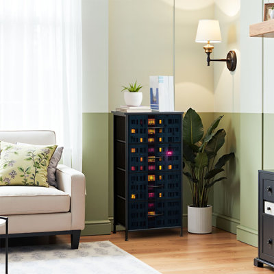 4 Drawer Dresser for Bedroom, Narrow Chest of Drawers, Wooden Top and Study Iron Frame 18"x37.5"-(WxH)