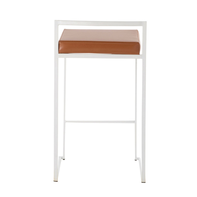 Contemporary Counter Stool, Siège brun / cadre blanc, 2