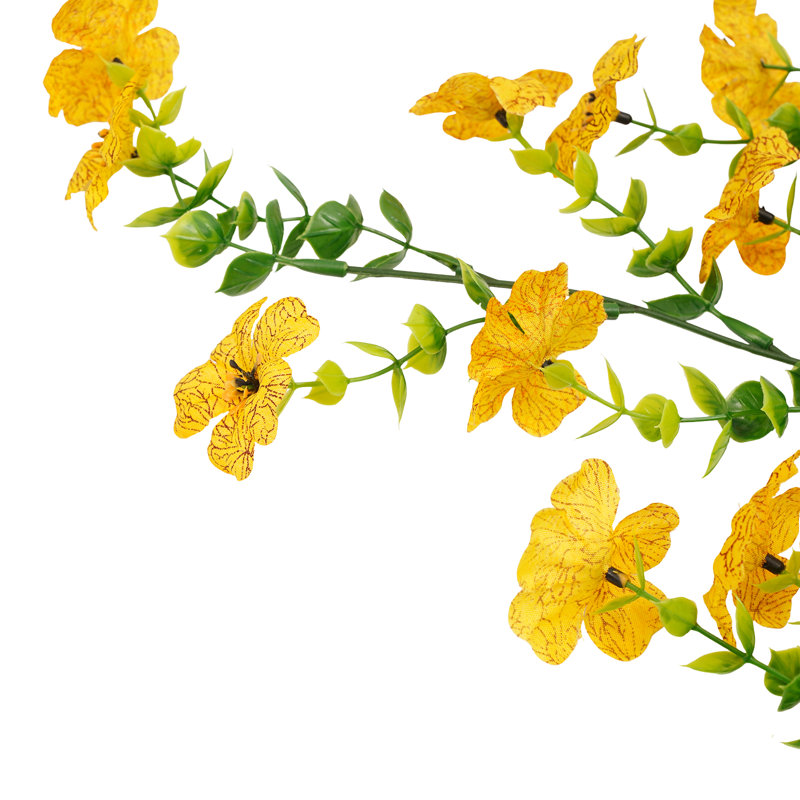 Lot de 6 plantes artificielles suspendues et fleurs suspendues, Jaune