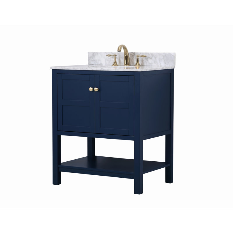  Ensemble de meuble-lavabo de 30 po / Finition de la base: bleu avec plateau blanc Carrera