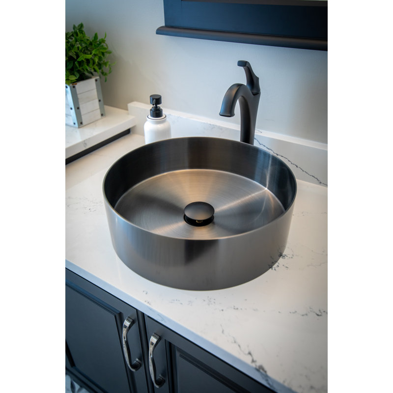 Eden 15'' Black Stainless Steel Circular Vessel Sink